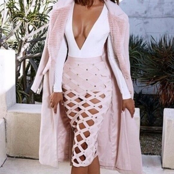 House of CB Pink and White Midi Skirt - Picture 4 of 13